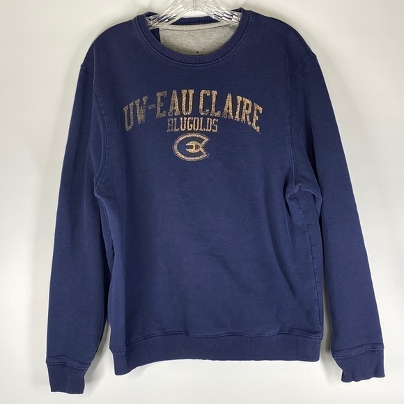 Vintage UW Eau Claire Bluegolds Blue Crewneck Sweatshirt Size Medium - Picture 1 of 6